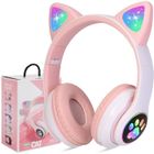 AISTUO Casque Bluetooth pour Fille Oreilles de Chat sans Fil, Audio Stéréo Pliable avec Lumières LED/Micro, pour