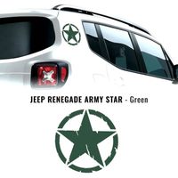 Autocollants Stickers Étoile Army Star pour Jeep Renegade, Vert Militaire, Diam. 20 cm, 2 Pièces