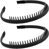 Bandeaux élastiques antidérapants, bandeaux de cheveux pour hommes et femmes, accessoires de coiffure (Noir,2 pcs)