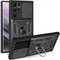 Coque pour Samsung S22 Ultra Noir Antichoc Anneau Arrière Renforcée Cache Caméra