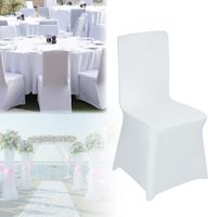 HENGMEI Lot de 100 Housse de Chaise Extensible Ruban Stretch Couverture de Chaise pour de Mariage, Banquet,Cérémonie, Blanc