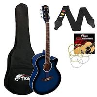 Tiger Guitare acoustique 3/4 pour les débutants pour guitare – Bleu ACG1 BL34