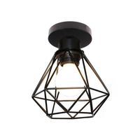 UNI Lampe de Plafond 16cm Noir Plafonnier Cage Diamant en Métal Luminaire pour Chambre Couloir Salon