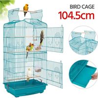 Cage à Oiseaux - 46 x 36 x 92 cm - Toit Ouvrable pour Calopsitte Élégante Inséparable - Bleu Canard - Yaheetech