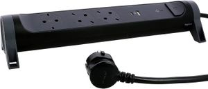 MULTIPRISE Noir/gris foncé , Multiprise rotative, 3 Prises, multiprise, Port USB-A et USB-C, Protection Contre Les surtensions intégrée