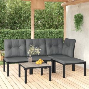 Ensemble table et chaise de jardin Ayhao Salon de jardin 5 pcs noir et gris résine tressée A3187744 84530