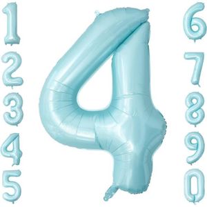 BALLON DÉCORATIF  Ballon Numéro 4 Bleu Perle 40 Pouces Mylar Hélium 