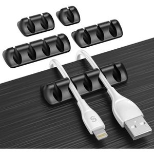 Lot de 20 clips de c/âble adh/ésifs en silicone pour c/âble USB C et c/âble dalimentation blanc