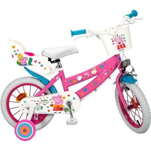 VÉLO ENFANT Vélo 14 pouces Peppa Pig - Disney - Fille - Stabilisateur - 2 freins - Rose