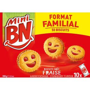 BISCUIT AUX FRUITS LOT DE 2 - BN - Biscuits Mini BN Fraise Format Familial - boite de 10 sachets de 35 g