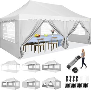 GARDENSTAR Tente de réception jardin - Acier - 6x3x2.55m - Blanc pas cher 