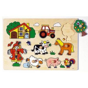 PUZZLE Puzzle en bois avec bouton - La ferme - GOKI - Moi
