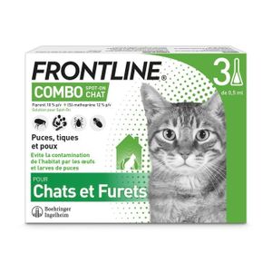 ANTIPARASITAIRE FRONTLINE Combo Chats et Furets - 3 pipettes - Puc