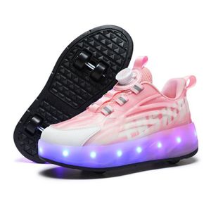 Skateshoes USB Charge Baskets Enfants LED Chaussures Roller