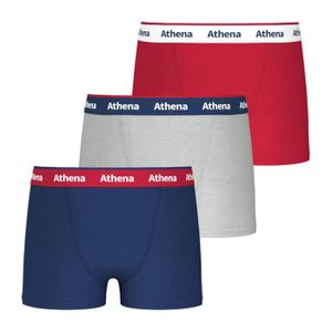 BOXER - SHORTY ATHENA Lot de 3 boxers  Supporter Uni nuit-Uni gris clair-Uni rouge Garçon