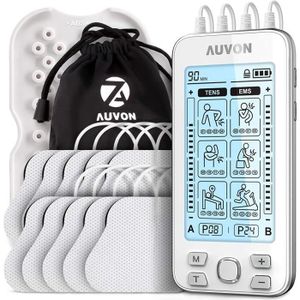 Appareil d'électrostimulation - AUVON - 4 Canaux - 24 Modes - 10 Électrodes - Soulagement de la douleur