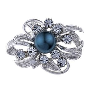 Yazilind Ancien Broche Argent Perle Elfe Bleu Broche incrust/é de Strass Cravate Broches Bijoux boh/ème pour Les Femmes
