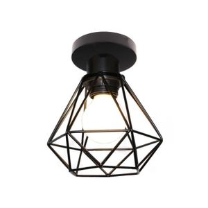 PLAFONNIER UNI Lampe de Plafond 16cm Noir Plafonnier Cage Diamant en Métal Luminaire pour Chambre Couloir Salon