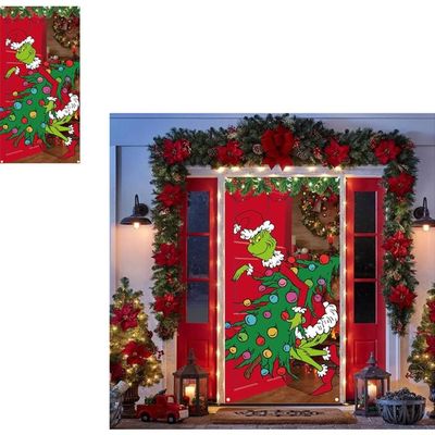 COLOFALLA 2PCS Bannières De Porte Noël - Joyeux Noël Et Bienvenue, Décoration Porche Avec Gnomes