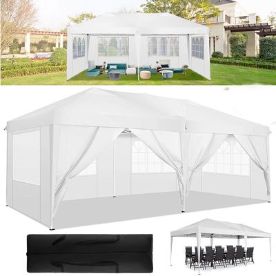 Tonnelle De Jardin Pliable 3x3 M - Toile Polyester 520D Imperméable + 4 Parois - Structure Acier Robuste - Parfaite Pour Fêtes Et événements Extérieurs - 2