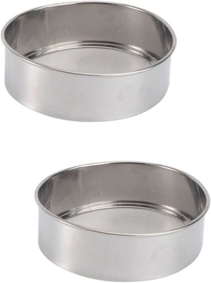 Tamis à Farine Inox 2 Pièces - Maille Fine Ronde - Pour Pâtisserie Et Cuisine - Ustensile Durable Et Facile à Nettoyer