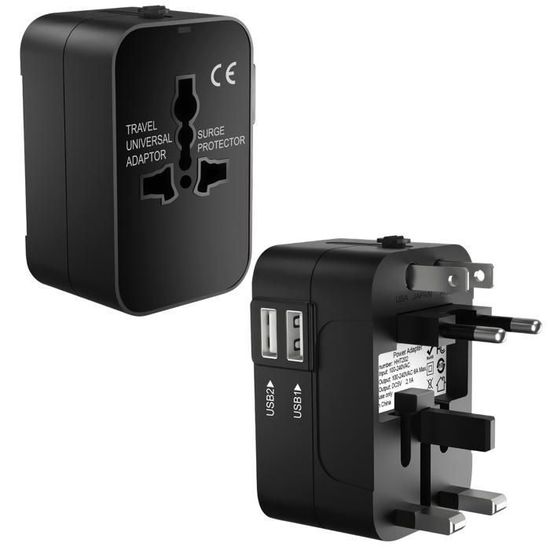 Adaptateur De Voyage Universel Muama – Prise Mondiale – Noir (Neuf)