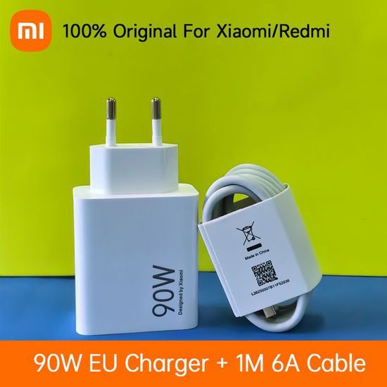 Chargeur Rapide 90W USB-C Pour Xiaomi - Avec Câble 1m, Compatible Série 15/14/13 Et Redmi/POCO