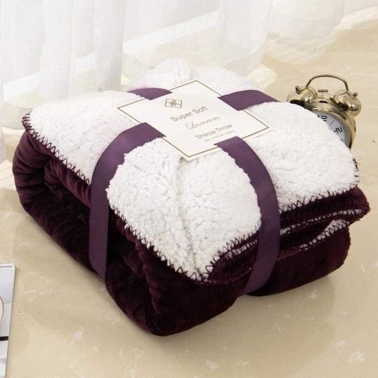 Couverture 150x200cm Plaid Polaire Sherpa en Laine Pelucheuse et Douce