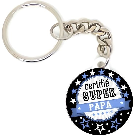 Porte clé badge super PAPA 2 idée cadeaux 37 mm 