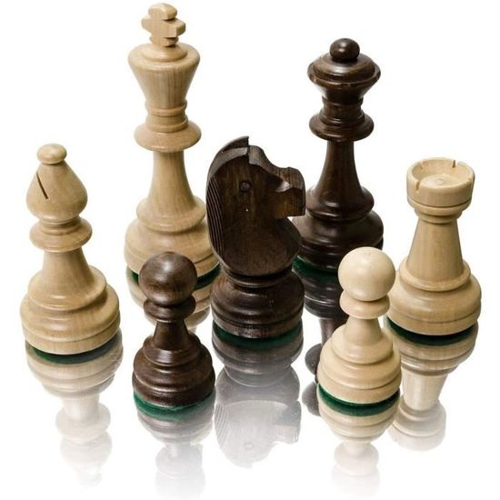 Jeu D'échecs En Bois Sculpté Main, Pièces Pondérées, Roi 8.9cm, 32 Pièces, ZoneMoksha