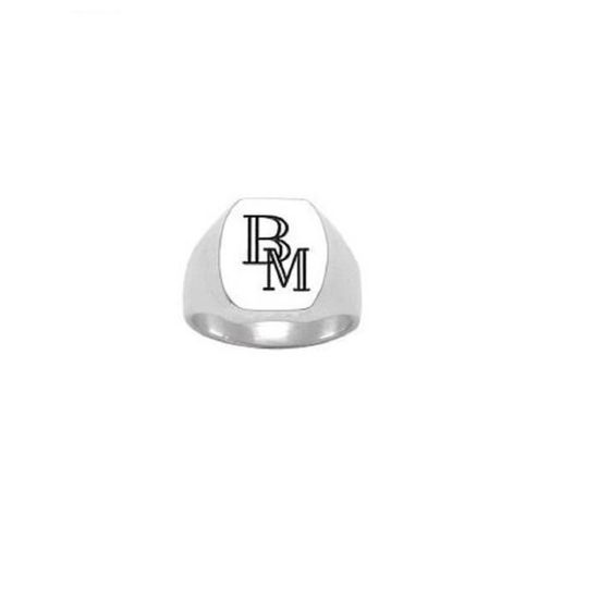 CHEVALIERE HOMME ARGENT GRAVURE 2 LETTRES ENTRELACEES TAILLE 50