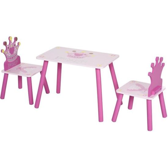Ensemble table et chaises enfant design princesse - HOMCOM - bois pin MDF - rose