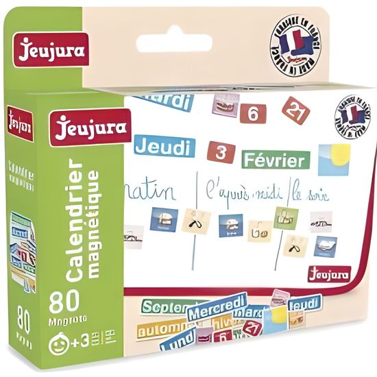 Calendrier perpetuel magnetique 80 magnets, aimants - Jeujura