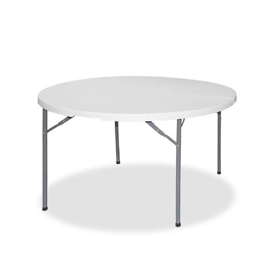 Table à manger,table de jardin ronde pliable blanche d'extérieur avec pieds en métal-Diamètre 122 x Hauteur 74cm-JUANIO