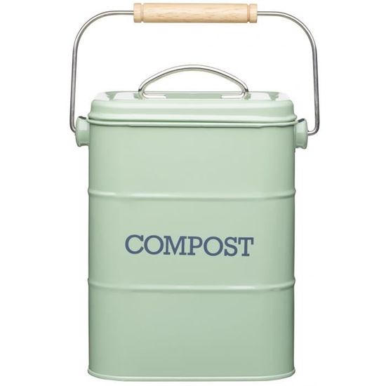 KitchenCraft bac à compost Living Nostalgia 3 litres acier inoxydable vert