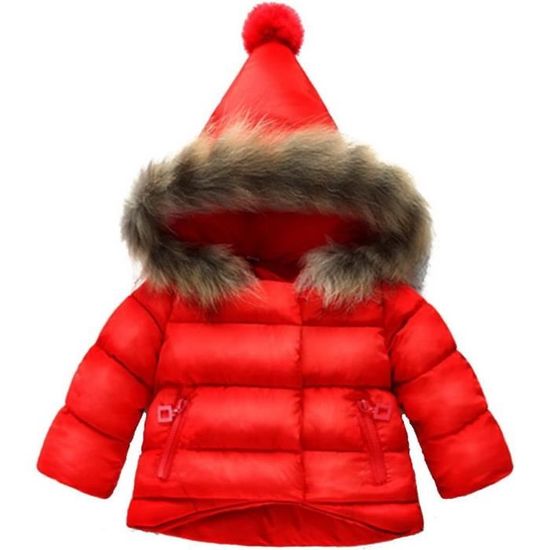 Manteau D'hiver Fille Matelassé Avec Perles Et Capuche - Coupe-vent, Fermeture éclair, Tailles 6 Mois à 4 Ans - 10