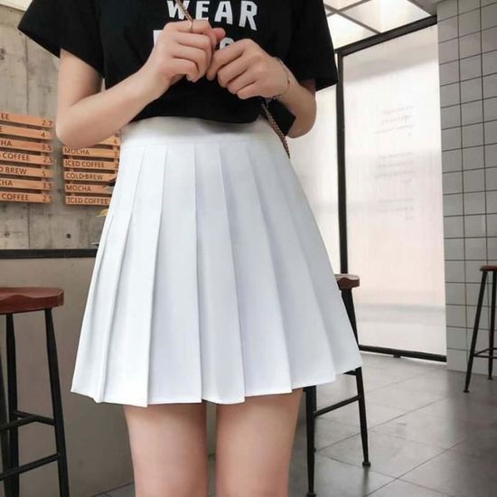 Jupe Jupe cor enne pliss e style japonais Mini jupe d cole Sexy