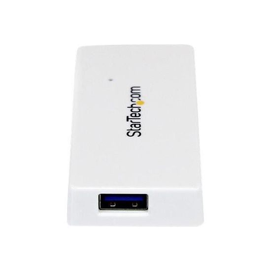 Hub USB 3.0 à 4 ports avec câble intégré - Blanc - Mini Hub USB portable - Concentrareur USB3 - ST4300MINU3W