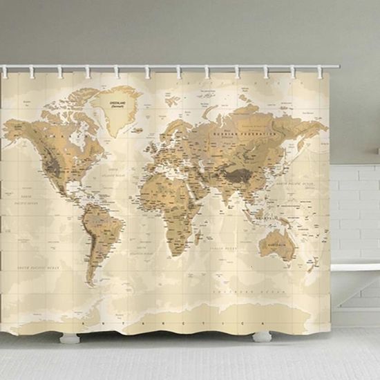 Rideau De Douche Vintage Avec Citation "Follow Your Dreams" - Polyester 178x178 Cm - Style Bois De Grange - Décoration Salle De Bain Inspirante