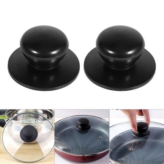 Lot 2 Boutons Couvercle Casserole Universels - Poignées Remplacement Bakélite 6-10mm | PLKSEI