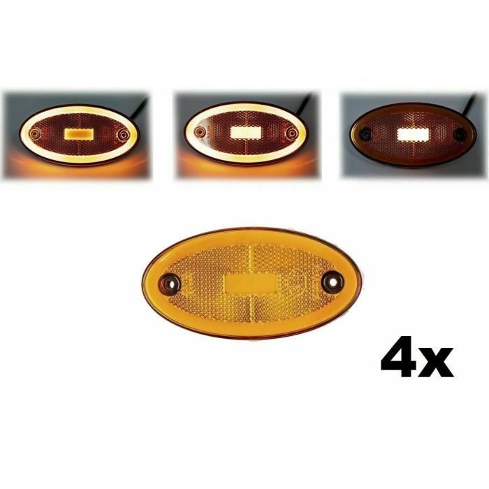 4x Feux De Position Laterale Neon LED 12-24V Oval Orange Pour Camion Camping-car