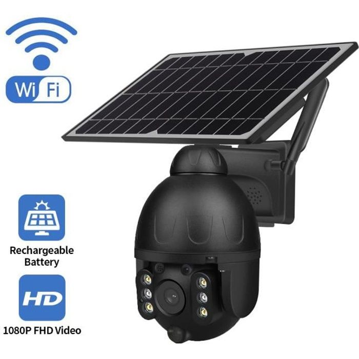Caméra de Surveillance 1080P WiFi Extéreure avec Panneau Solaire Caméra IP 1920*1080P Vision Nocturne 30m Étanche IP67