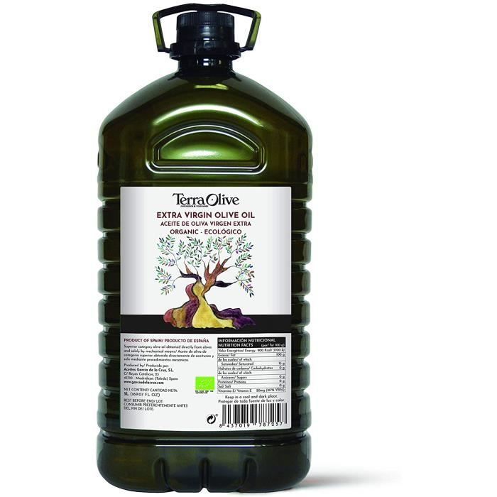 TerraOlive - Huile d'Olive Extra Vierge Biologique de Haute Qualité - 5 litres