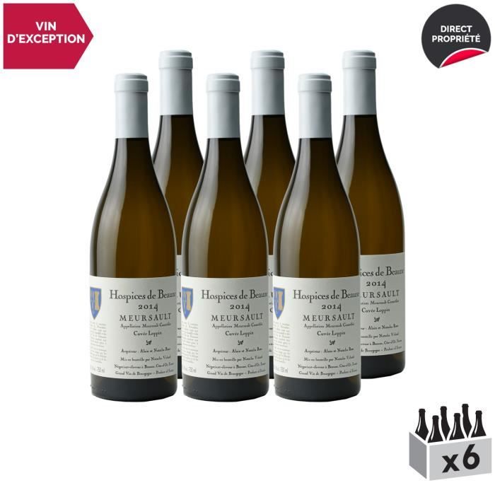 Meursault Cuvée Loppin Blanc 2014 - Lot de 6x75cl - Hospices de Beaune - Vin AOC Blanc de Bourgogne - Cépage Chardonnay