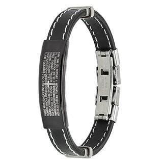 BRACELET ACIER SILICONE POUR HOMME FEMME ADO BIBLE PERE CROIX REGLABLE GOTHIQUE