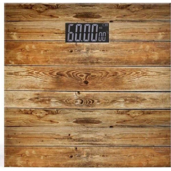 LIVOO DOM382BO - Pèse-personne électronique - Impression bois - Plateau en verre - Pesée jusqu’à 180 kg - Précision 100g
