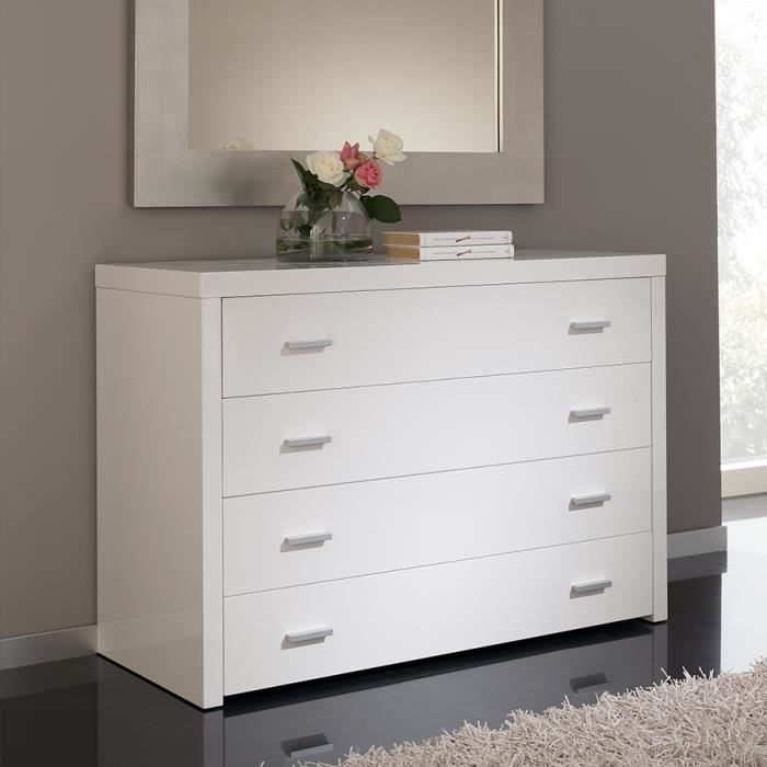 Commode adulte design laquée blanche TELMA Blanc L 110 x P 50 x H 75 cm