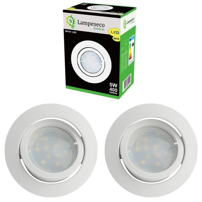 Lot de 3 Spot Led Encastrable Complete Blanc Orientable lumière Blanc Neutre eq. 50W ref.888