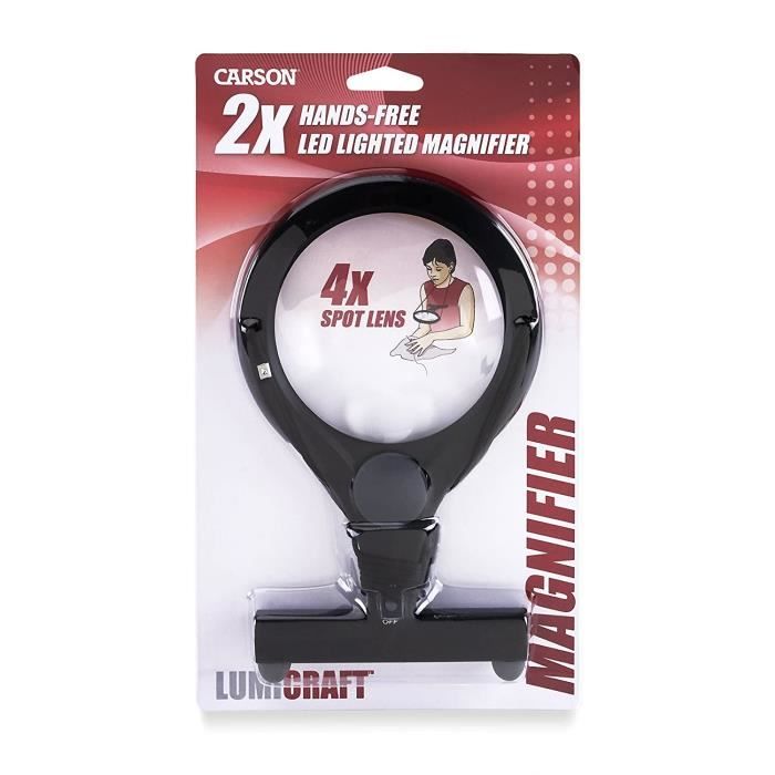 Loupes Carson LumiCraft Loupe A Mains Libres Grossissement 2x Avec Fonction Éclairage Par LED Et Petite Lentille Incorpo 659