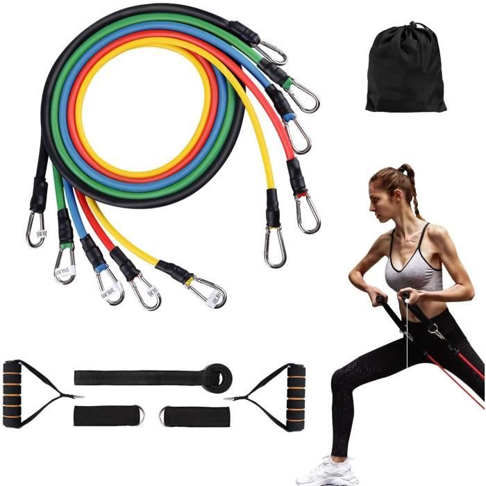Lot 11 PièceBandes Elastiques Musculation, Bande Résistance Fitness kit,Bande Musculation Hommes et Mme,L'entraînement en Force